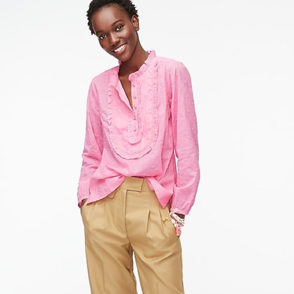 J. Crew Long-sleeve Ruffle Shirt In Floral Eyelet - Picture 2 of 6